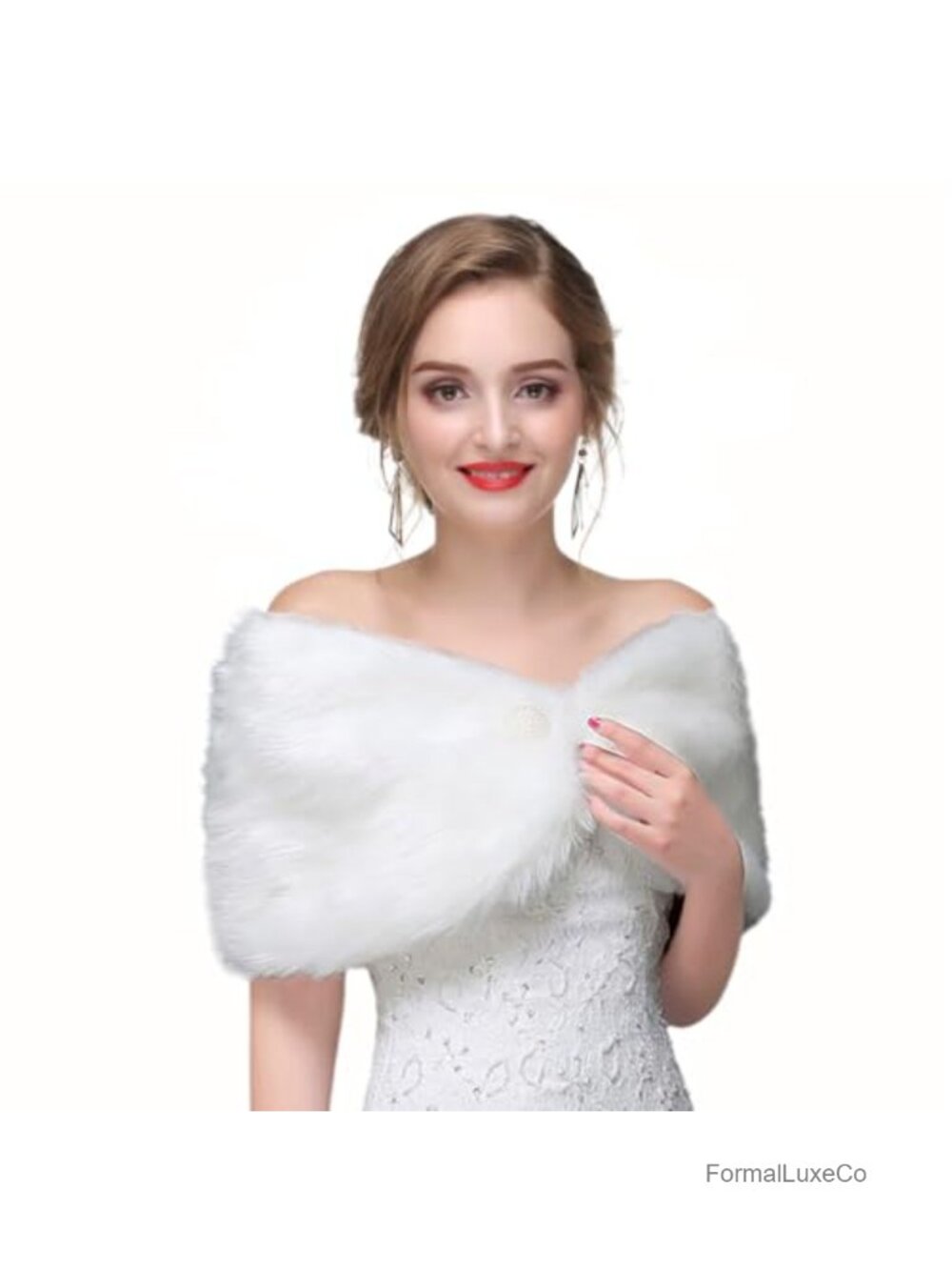Faux Fur Shawl Wrap Bridal Cape Wedding Scarf Stole Shrug Evening